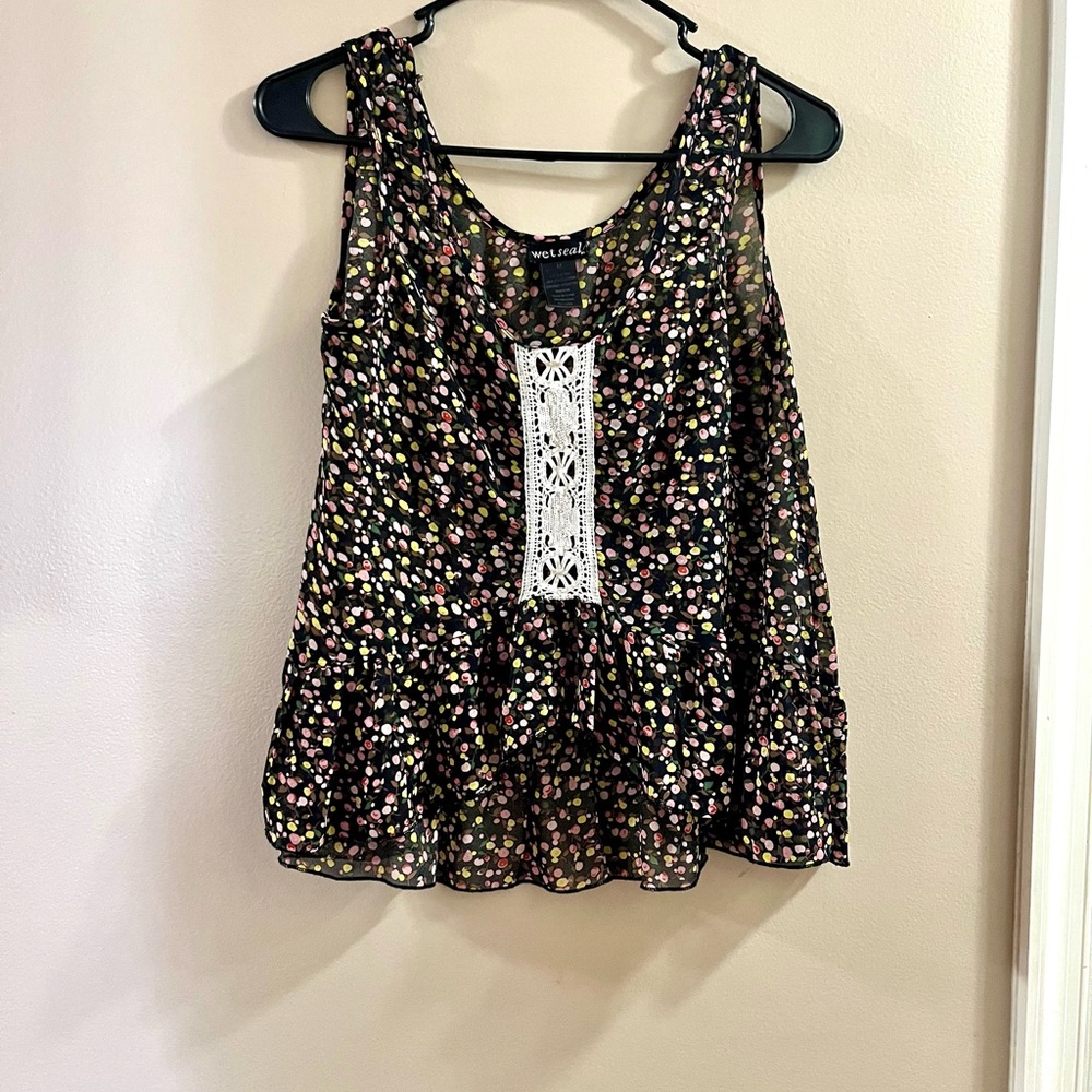 Wet Seal Floral Sleeveless Peasant Top Size Medium